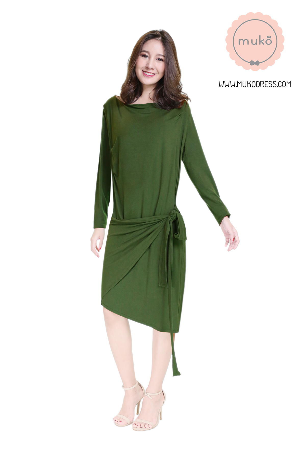 Muko Helen เดรสให้นม คลุมท้อง DR29-012 เขียวแก่