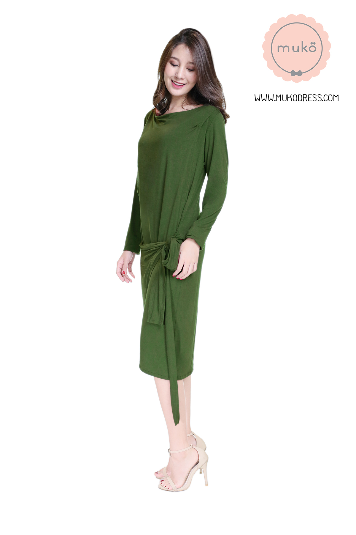 Muko Helen เดรสให้นม คลุมท้อง DR29-012 เขียวแก่