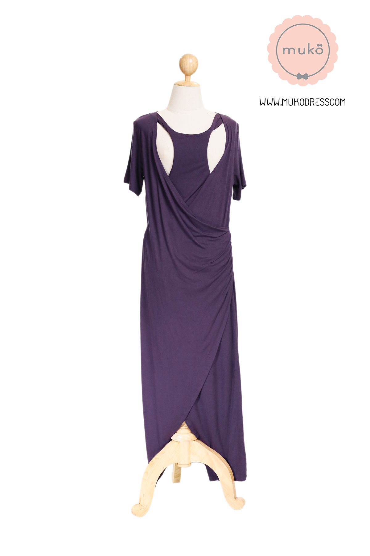 Muko Classy Missy เดรสให้นม คลุมท้อง MR04-001 ม่วงเข้ม
