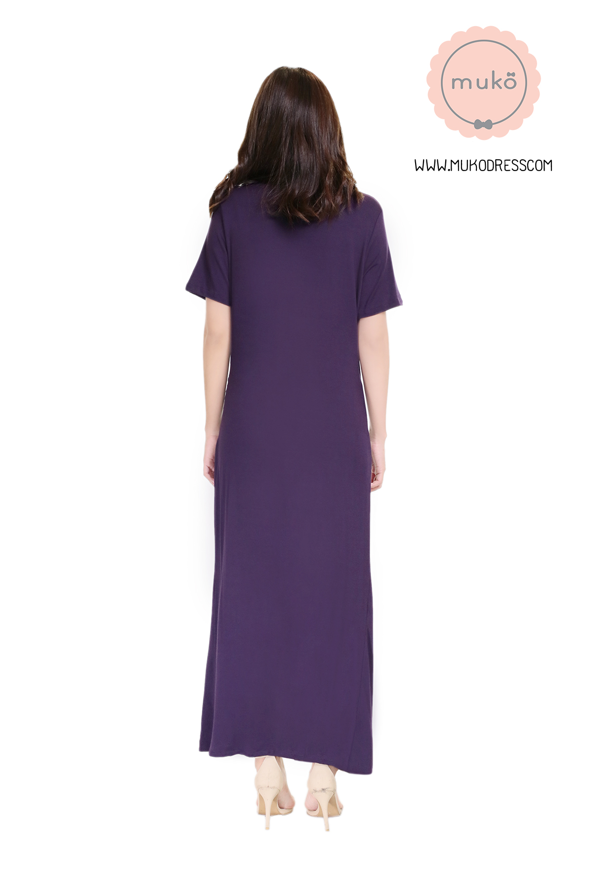 Muko Classy Missy เดรสให้นม คลุมท้อง MR04-001 ม่วงเข้ม