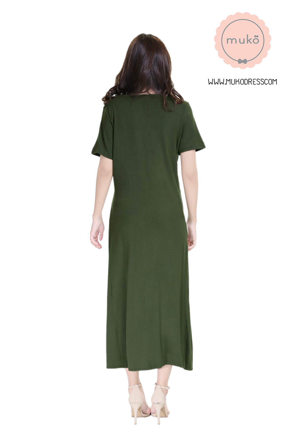 Muko Classy Missy เดรสให้นม คลุมท้อง MR04-002 เขียวขี้ม้า