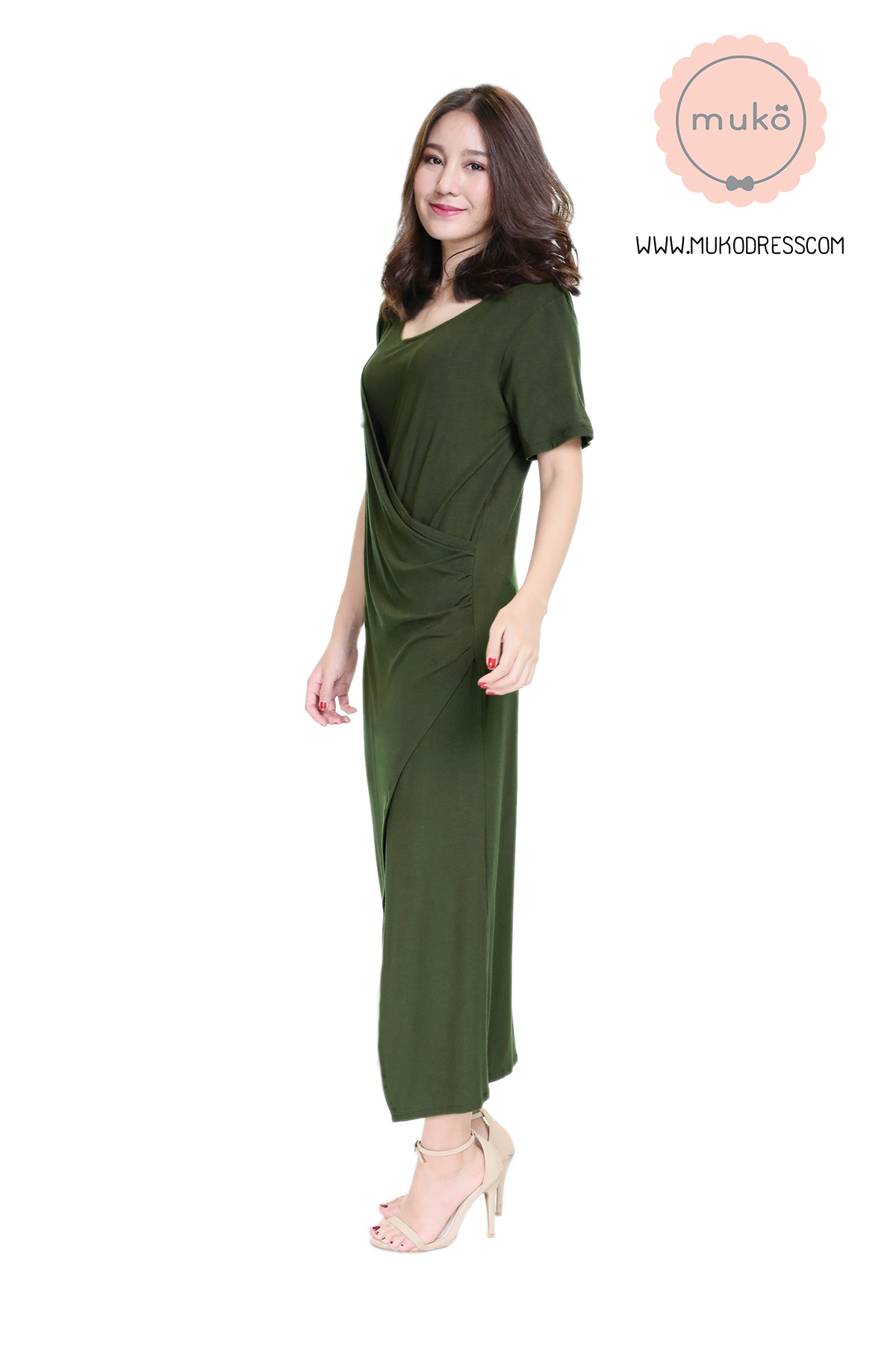Muko Classy Missy เดรสให้นม คลุมท้อง MR04-002 เขียวขี้ม้า