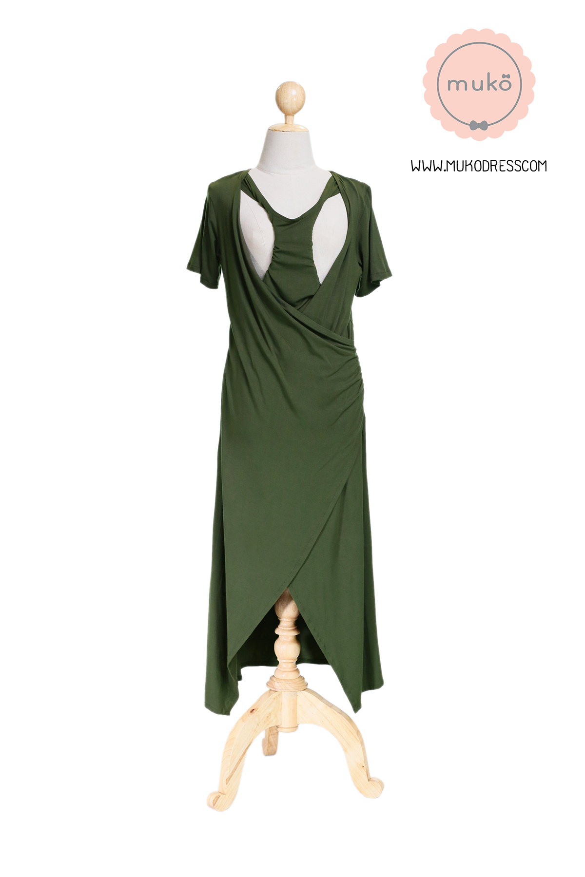 Muko Classy Missy เดรสให้นม คลุมท้อง MR04-002 เขียวขี้ม้า