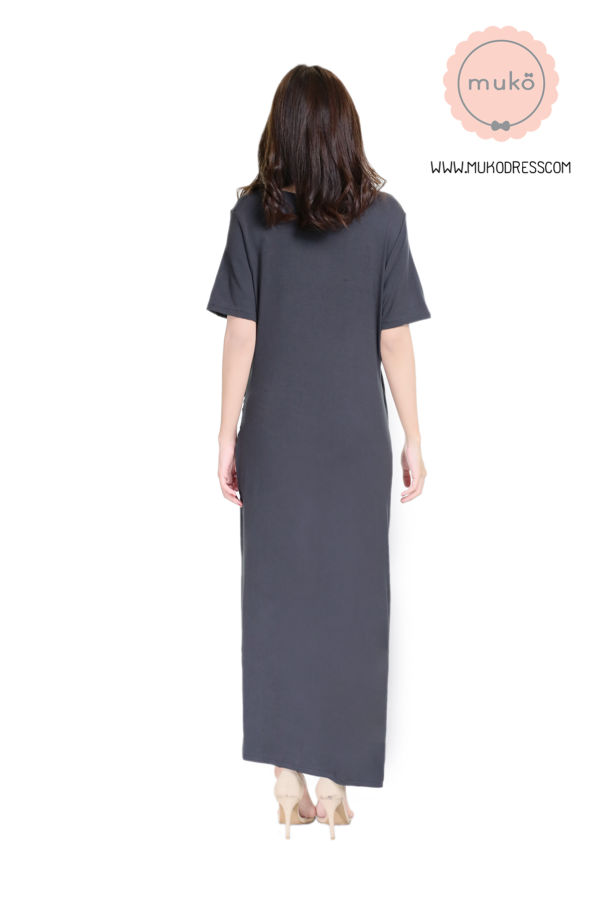 Muko Classy Missy เดรสให้นม คลุมท้อง MR04-004 เทาเงา