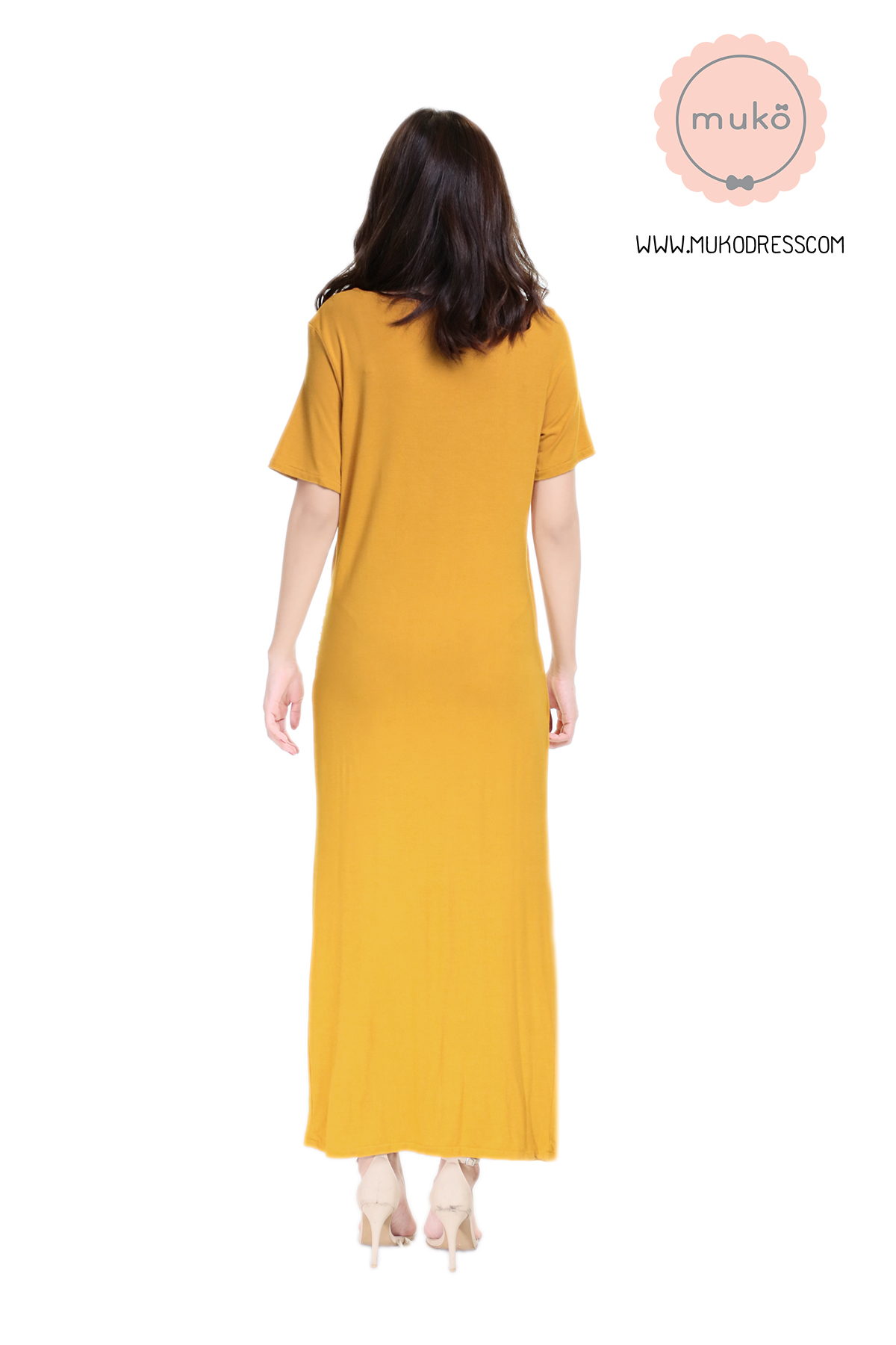 Muko Classy Missy เดรสให้นม คลุมท้อง MR04-006 เหลืองมัสตาร์ด