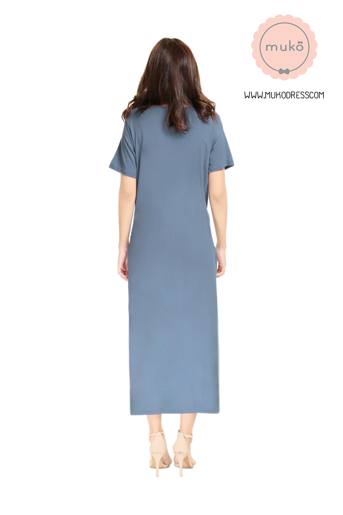 Muko Classy Missy เดรสให้นม คลุมท้อง MR04-007 คราม
