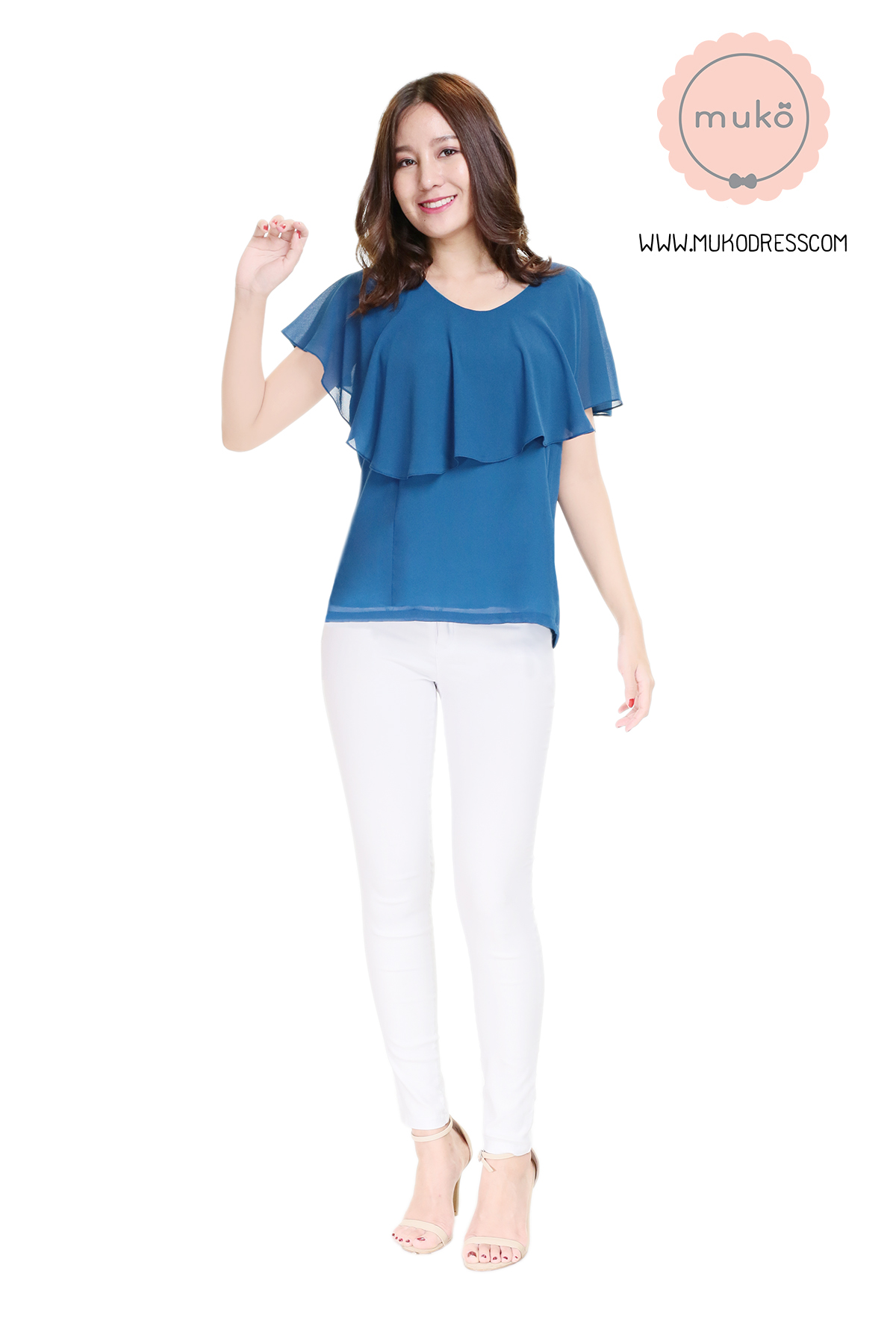 Muko Emma  เสื้อให้นม คลุมท้อง BSL03-026 สีฟ้าทะเล