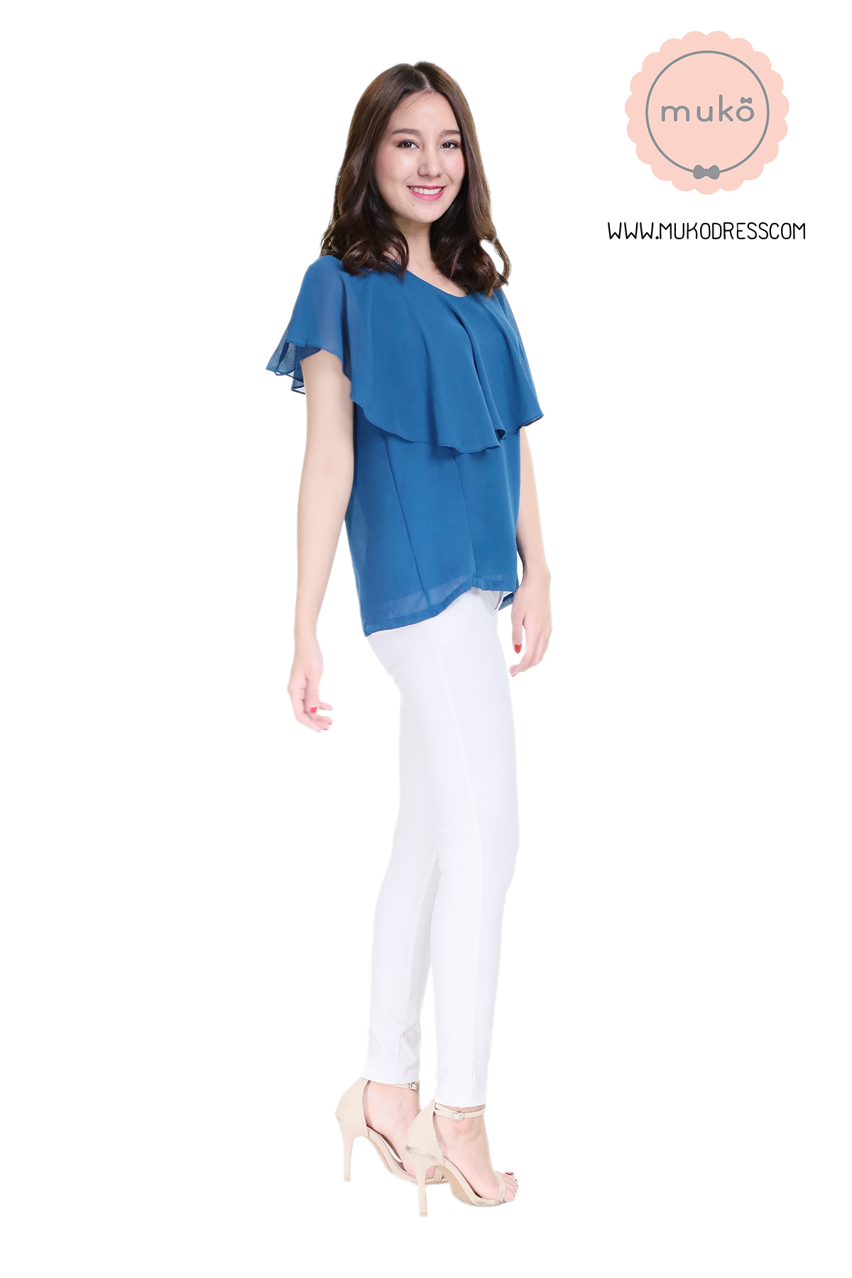 Muko Emma  เสื้อให้นม คลุมท้อง BSL03-026 สีฟ้าทะเล