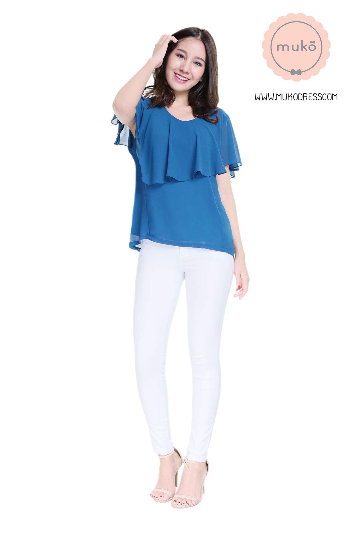 Muko Emma  เสื้อให้นม คลุมท้อง BSL03-026 สีฟ้าทะเล