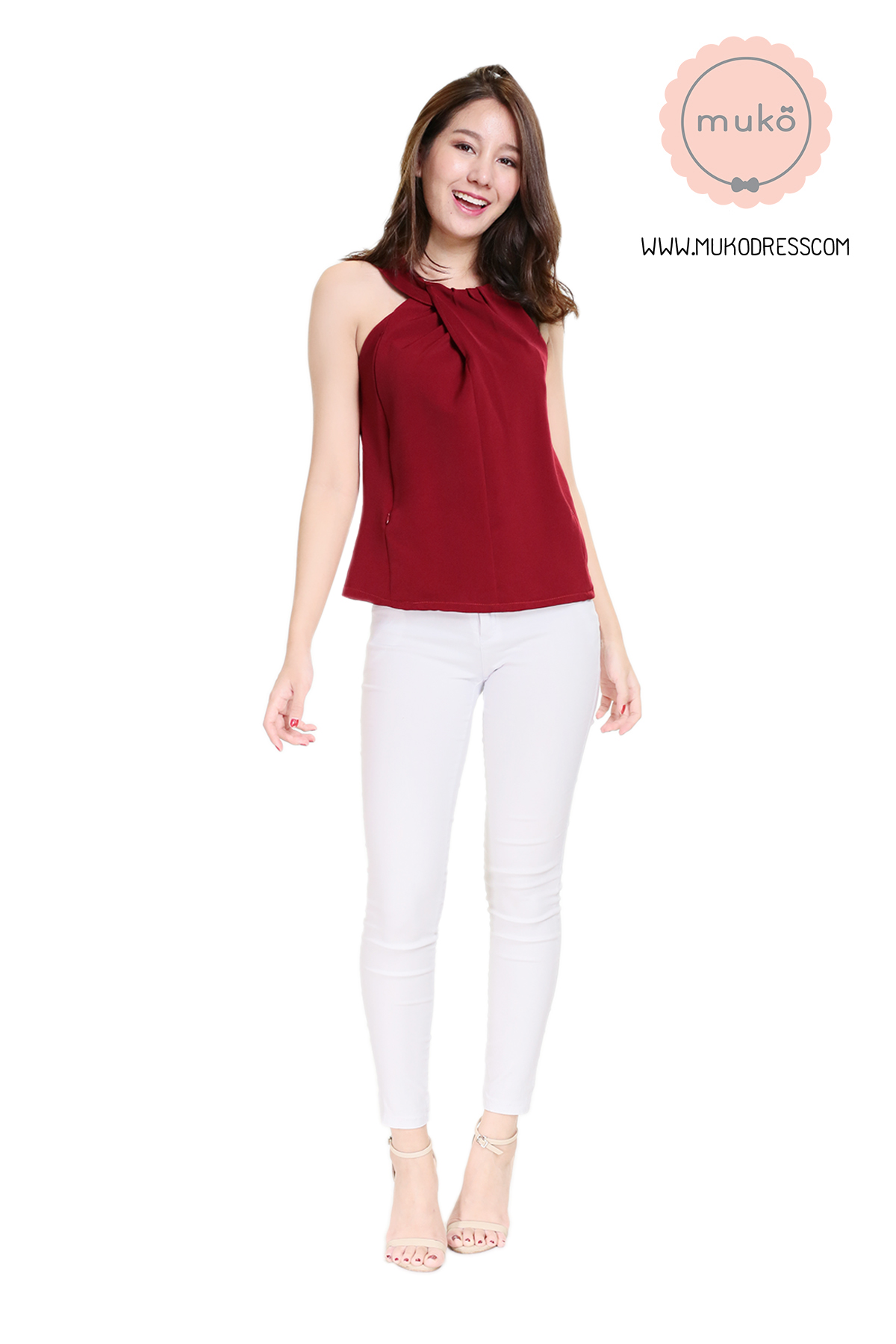 Muko Mona เสื้อเปิดให้นม BSL10-003 แดงเลือดหมู