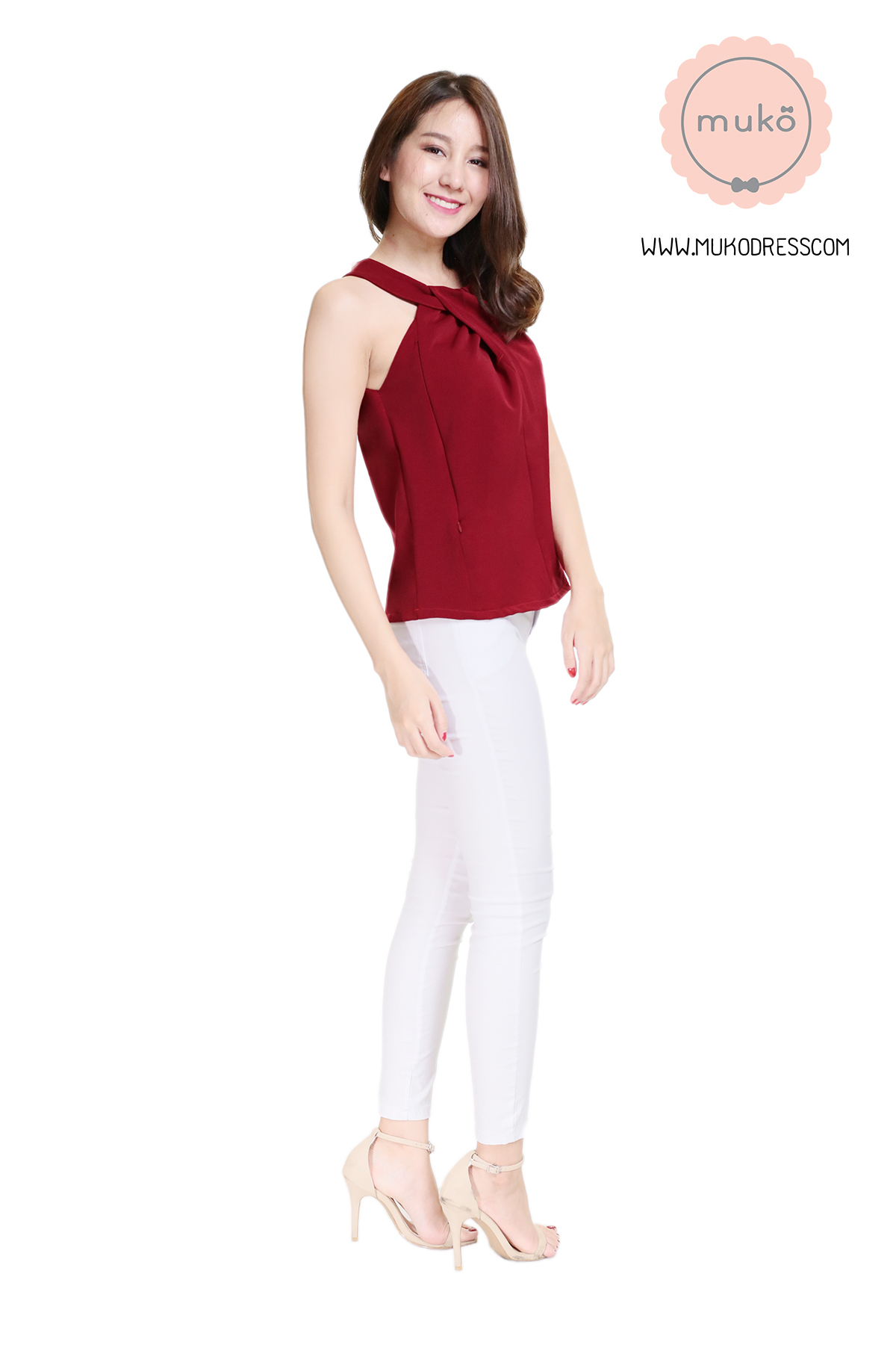 Muko Mona เสื้อเปิดให้นม BSL10-003 แดงเลือดหมู