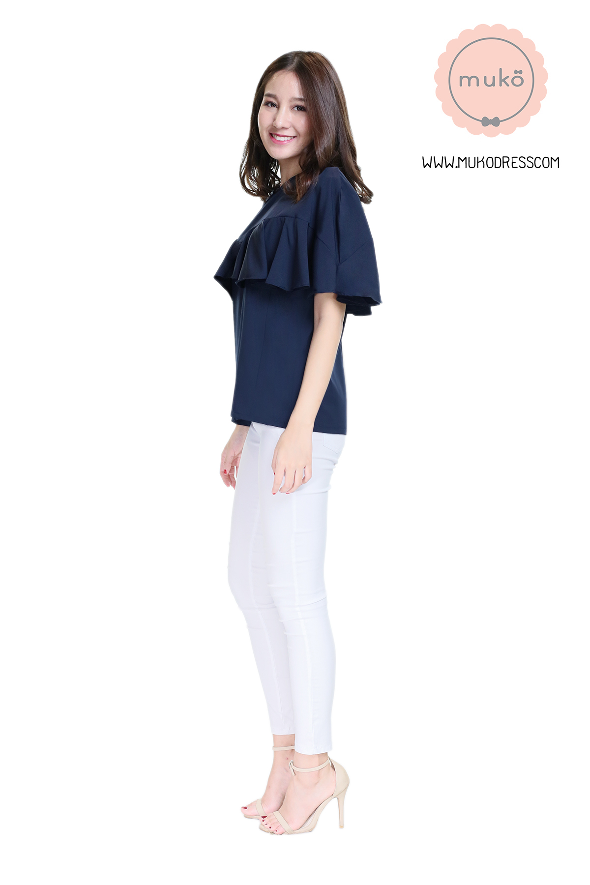 Muko Queen B เสื้อเปิดให้นม BSL11-008 กรมท่า