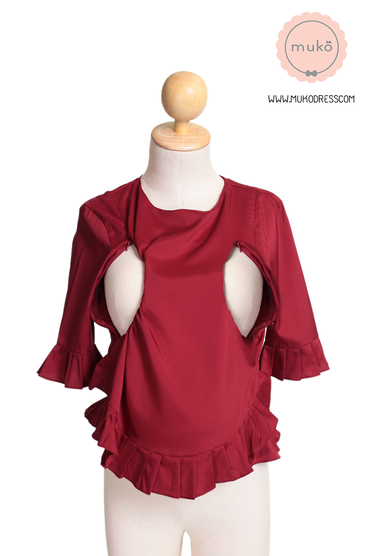 Muko Queens เสื้อให้นม คลุมท้อง BSL09-009 แดงเลือดหมู