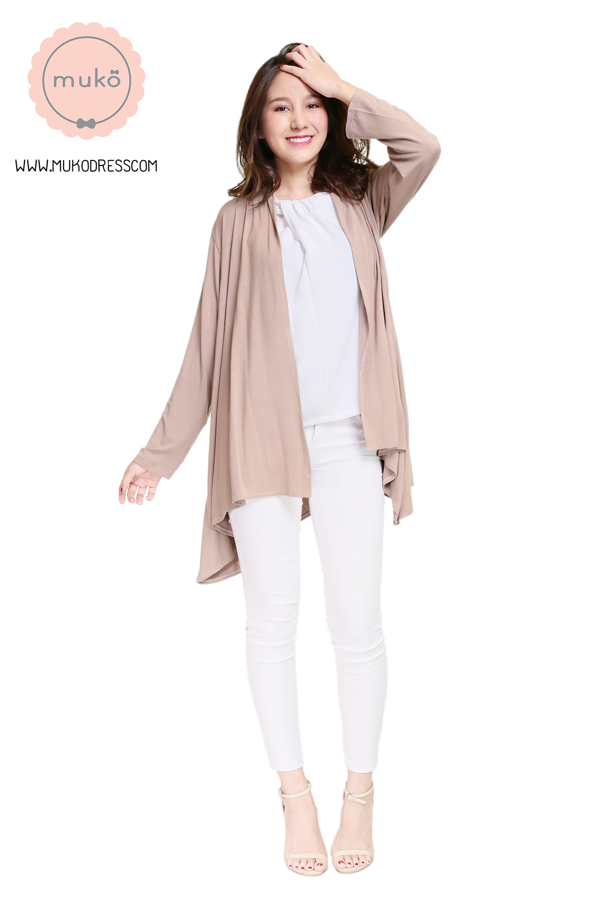 Muko Kimochi  เสื้อคลุมผ้ายืด AB04-011 ลาเต้