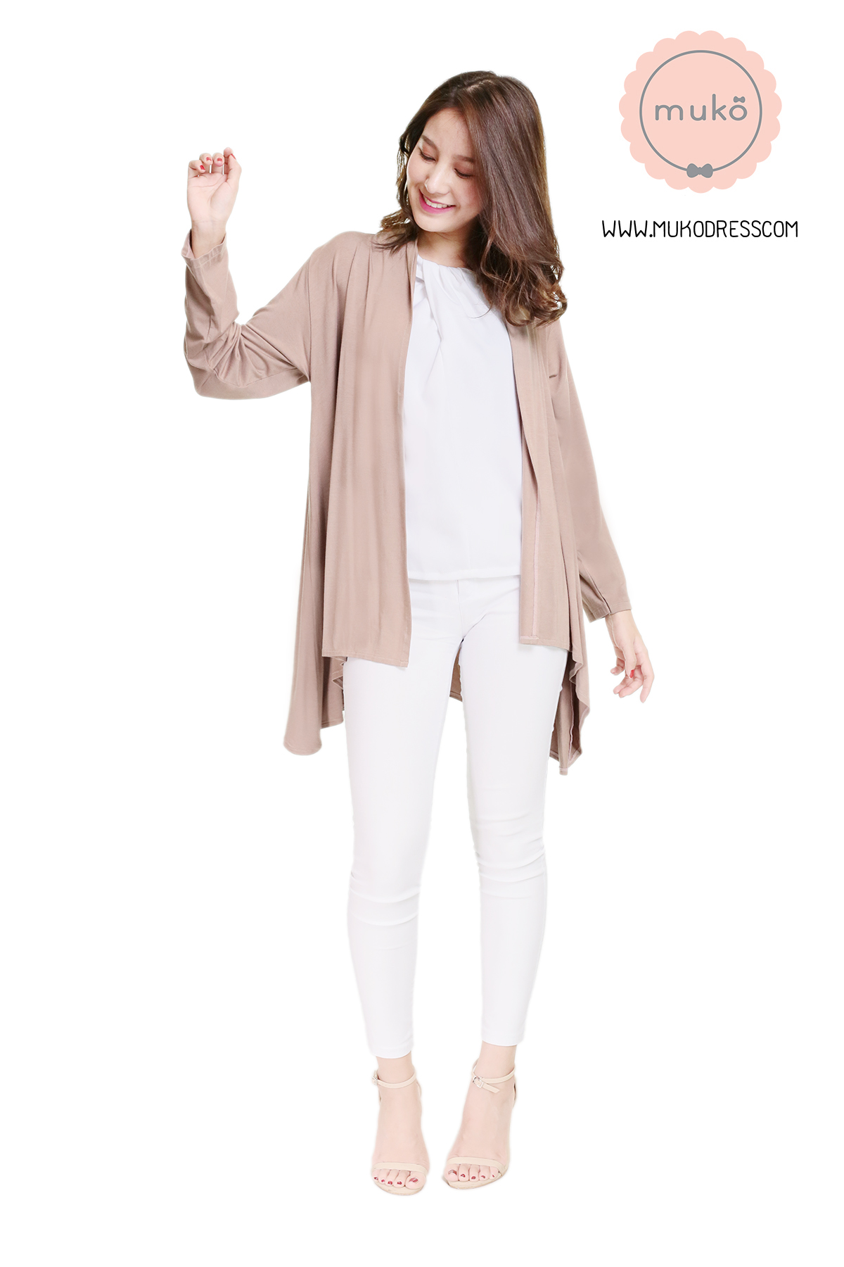 Muko Kimochi  เสื้อคลุมผ้ายืด AB04-011 ลาเต้