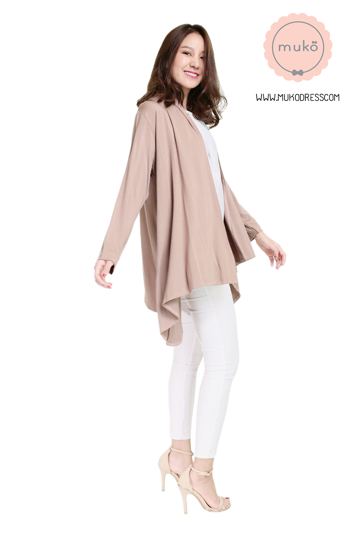 Muko Kimochi  เสื้อคลุมผ้ายืด AB04-011 ลาเต้