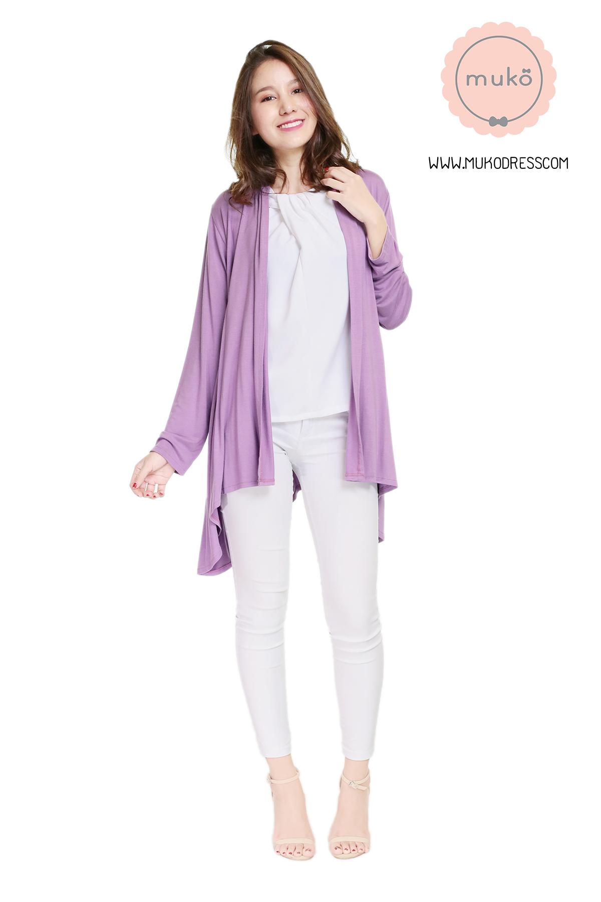 Muko Kimochi เสื้อคลุมผ้ายืด AB04-012 สีม่วง