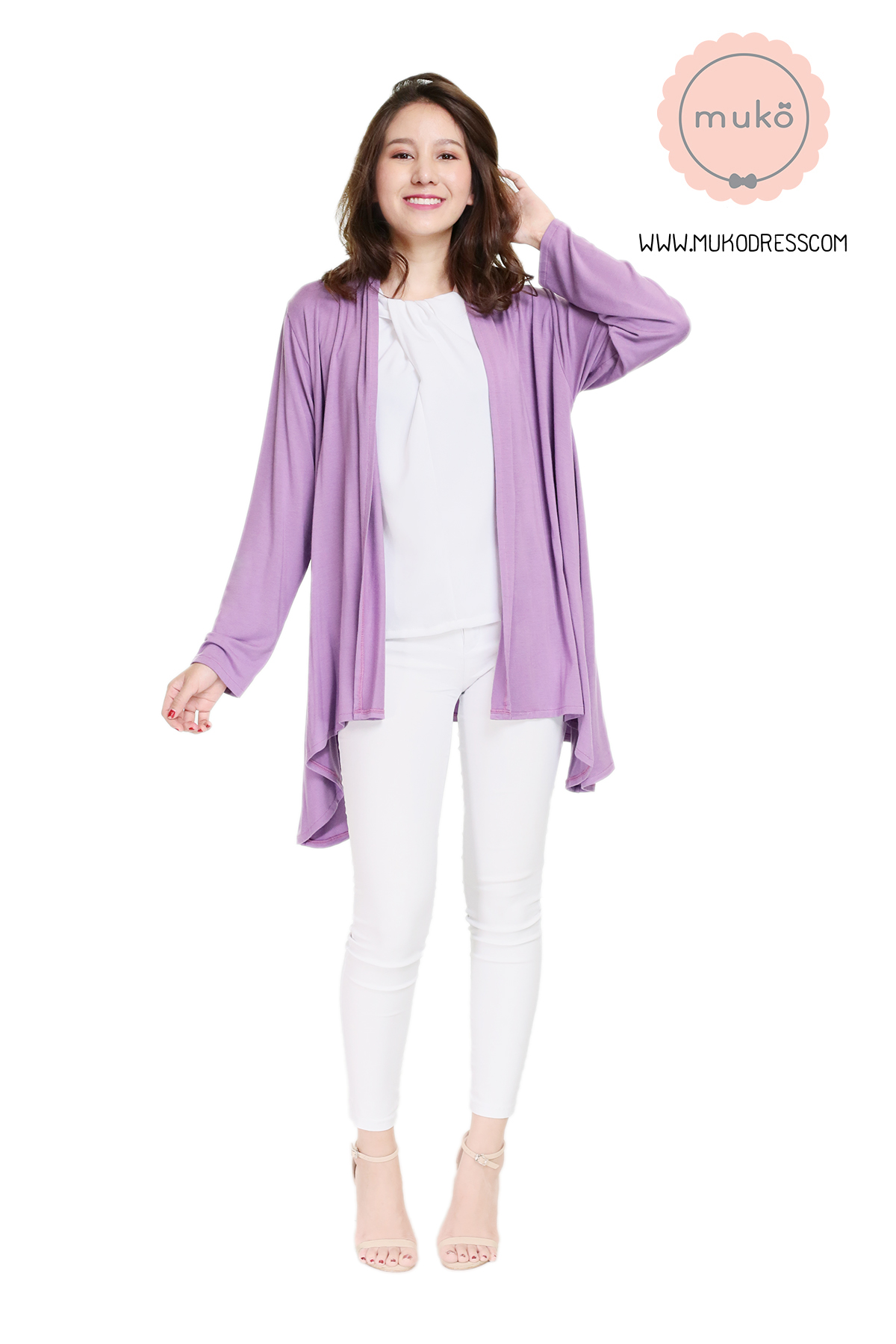 Muko Kimochi เสื้อคลุมผ้ายืด AB04-012 สีม่วง