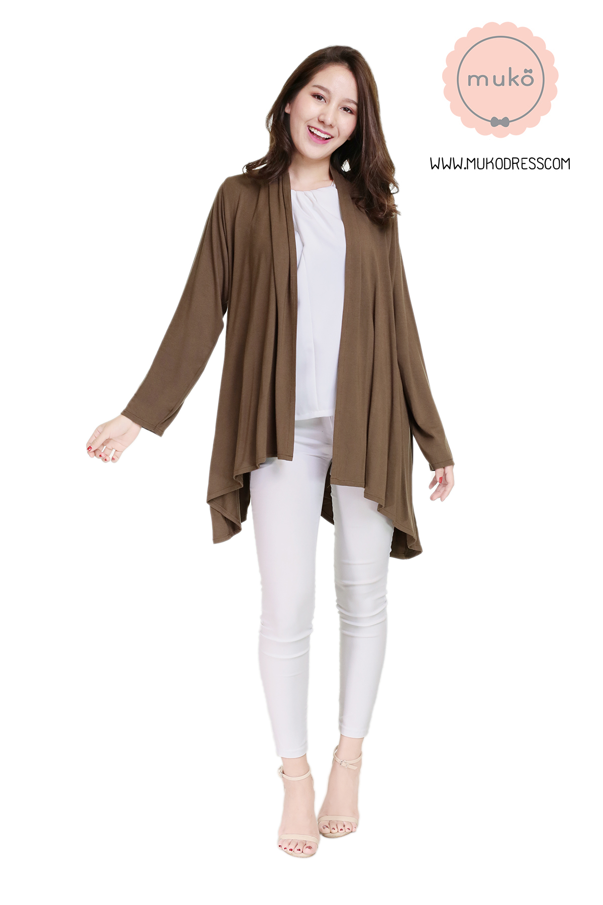 Muko Kimochi  เสื้อคลุมผ้ายืด AB04-014 น้ำตาลเข้ม