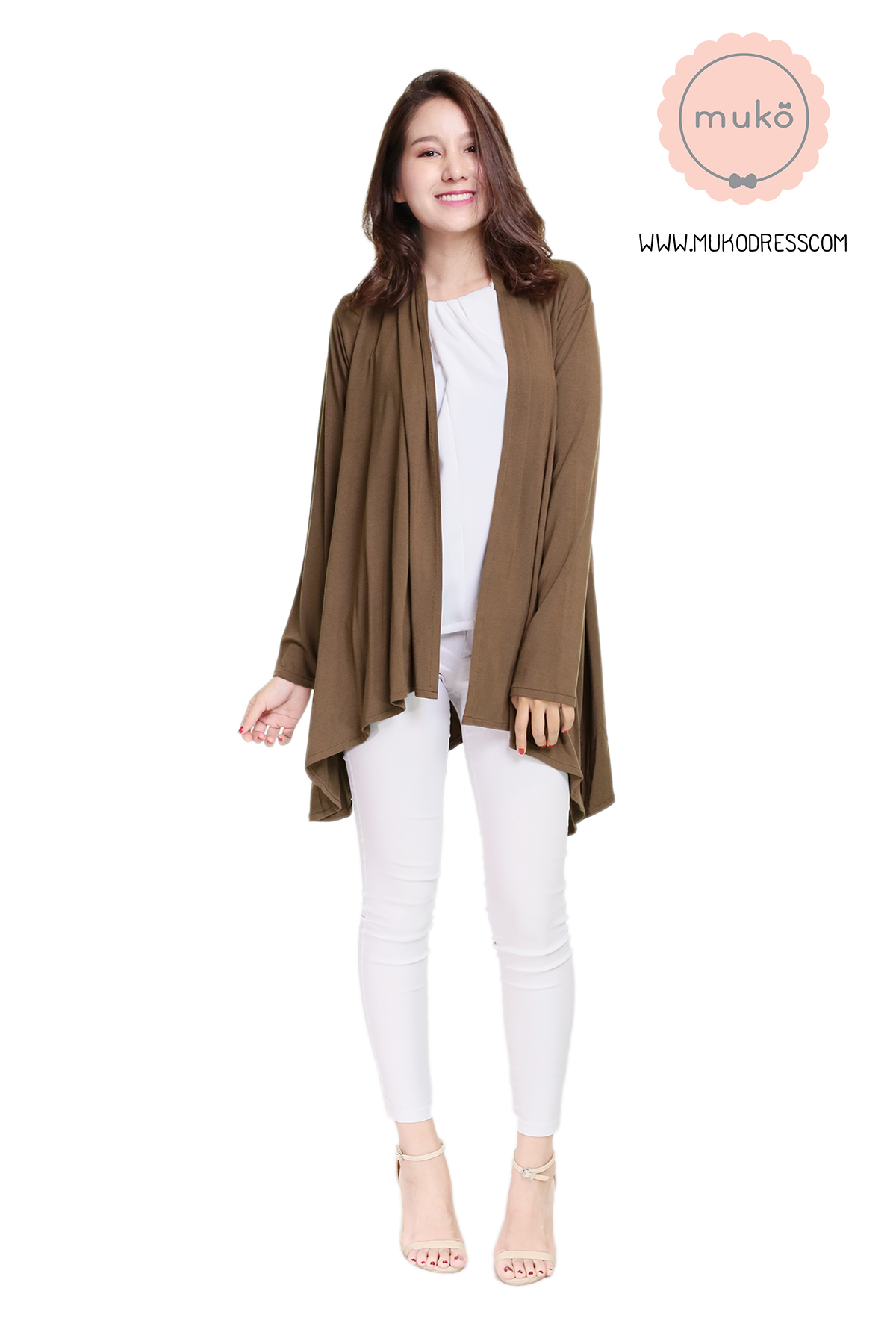 Muko Kimochi  เสื้อคลุมผ้ายืด AB04-014 น้ำตาลเข้ม