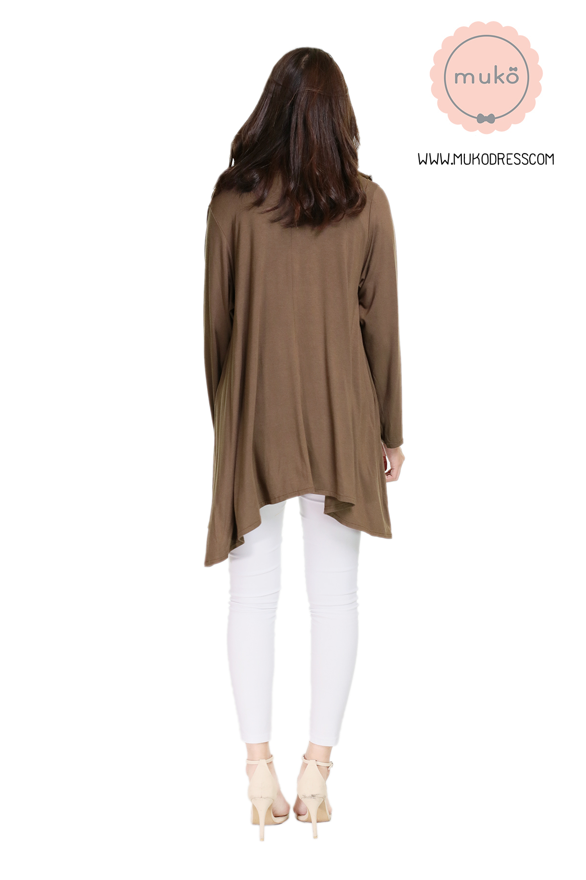 Muko Kimochi  เสื้อคลุมผ้ายืด AB04-014 น้ำตาลเข้ม