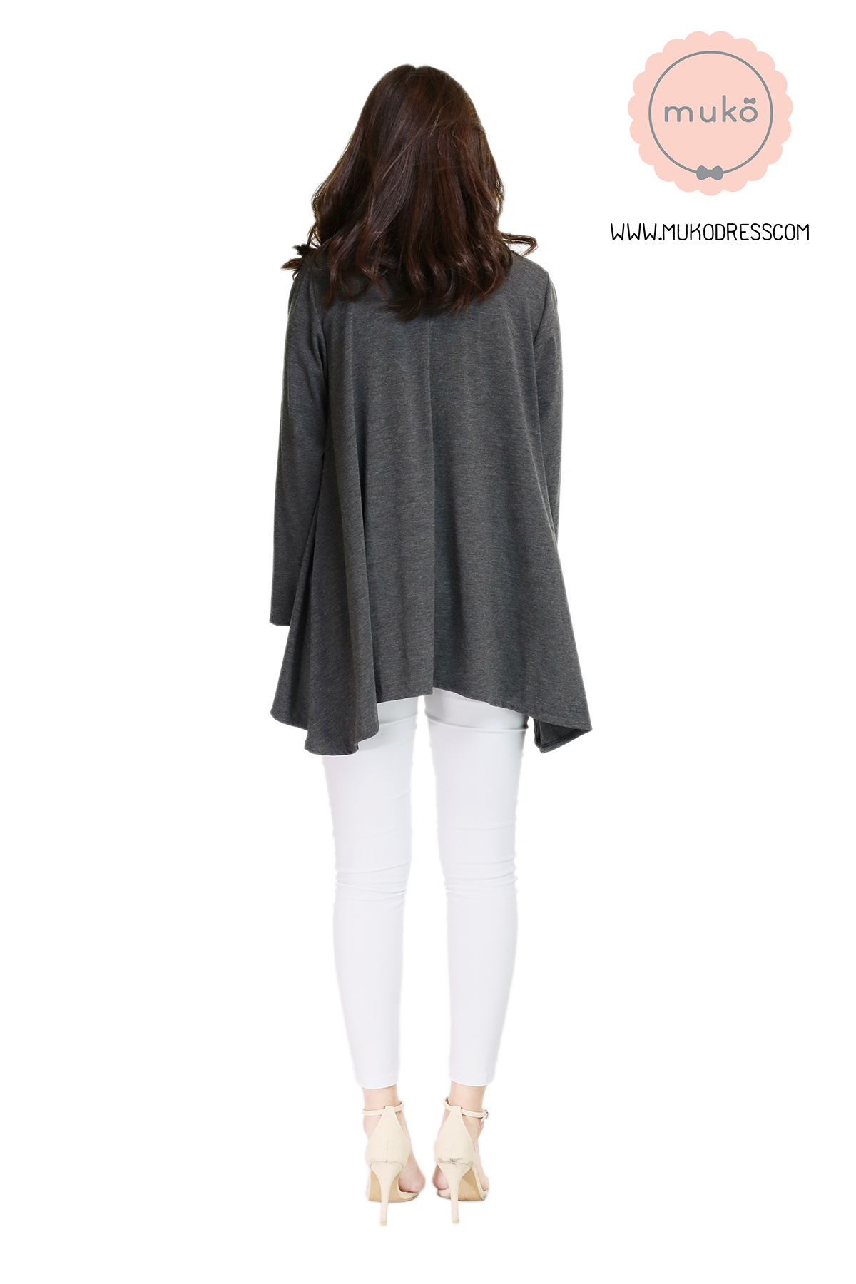 Muko Kimochi เสื้อคลุม ผ้ายืด  AB04-015 เทาเข้ม