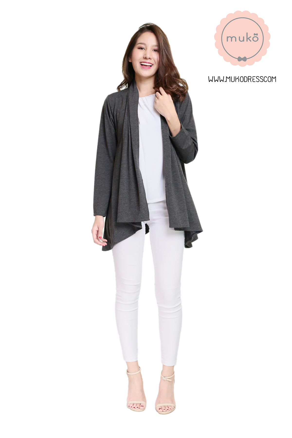 Muko Kimochi เสื้อคลุม ผ้ายืด  AB04-015 เทาเข้ม