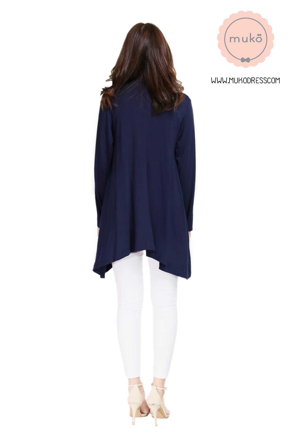 Muko Kimochi เสื้อคลุม ผ้าคอตตอนยืดญี่ปุ่น AB04-016 สีกรม