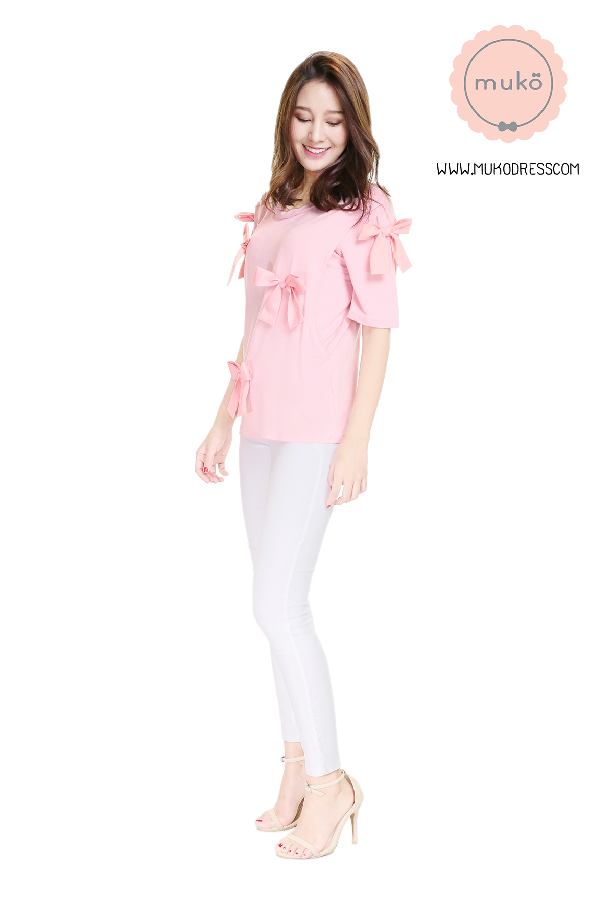 Muko Cher เสื้อเปิดให้นม TC26-002 สีชมพู