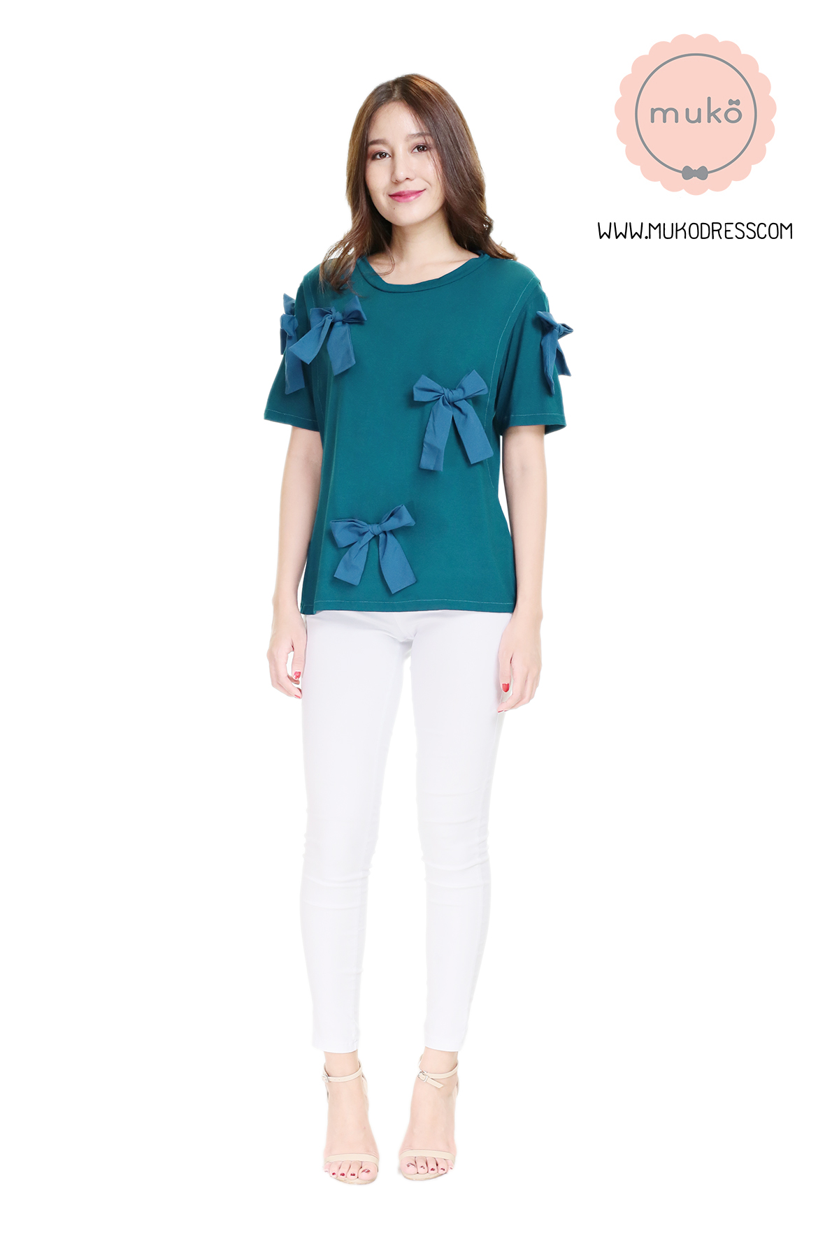 Muko Cher เสื้อเปิดให้นม TC26-005 สีฟ้าทะเล
