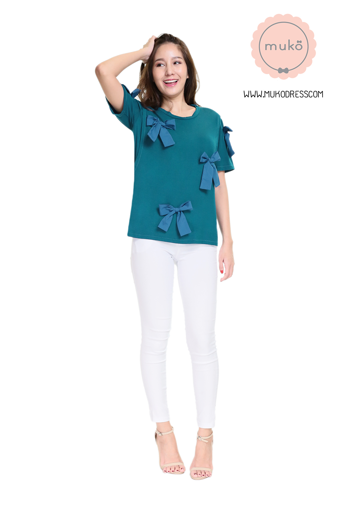 Muko Cher เสื้อเปิดให้นม TC26-005 สีฟ้าทะเล