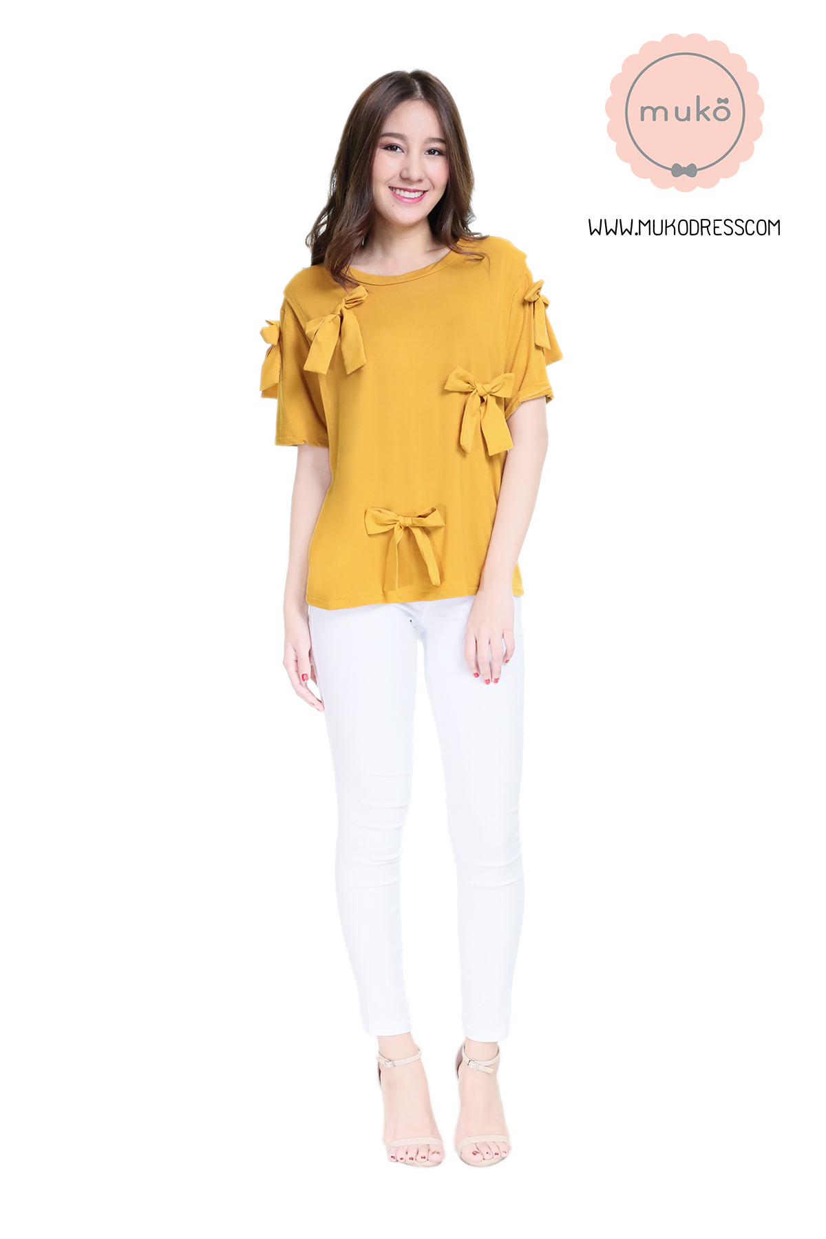 Muko Cher เสื้อเปิดให้นม TC26-006 สีเหลืองมัสตาร์ด