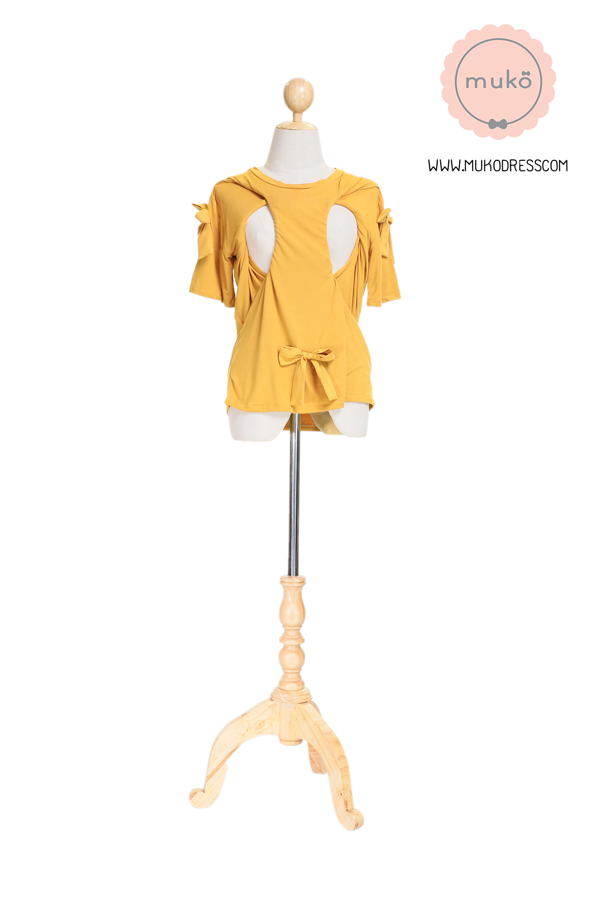 Muko Cher เสื้อเปิดให้นม TC26-006 สีเหลืองมัสตาร์ด