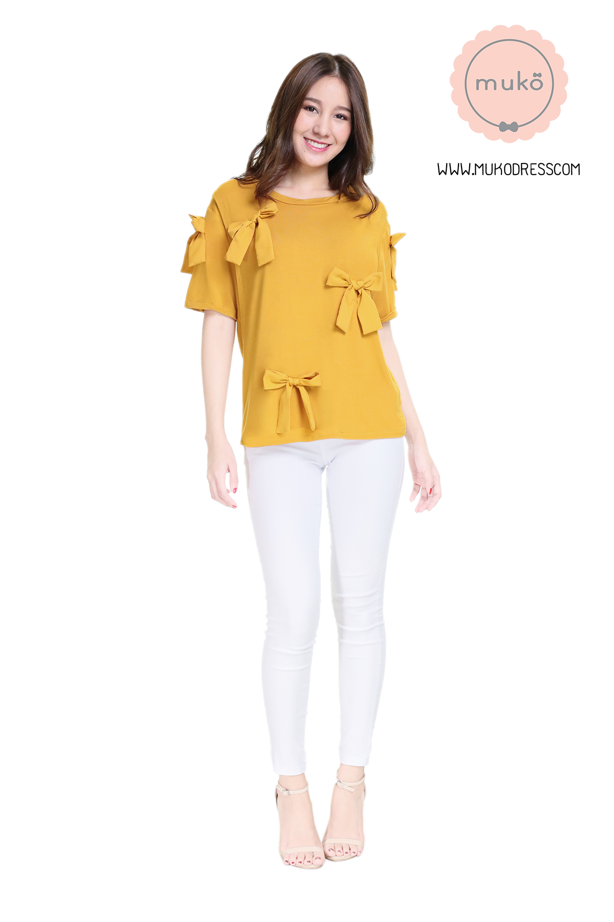 Muko Cher เสื้อเปิดให้นม TC26-006 สีเหลืองมัสตาร์ด