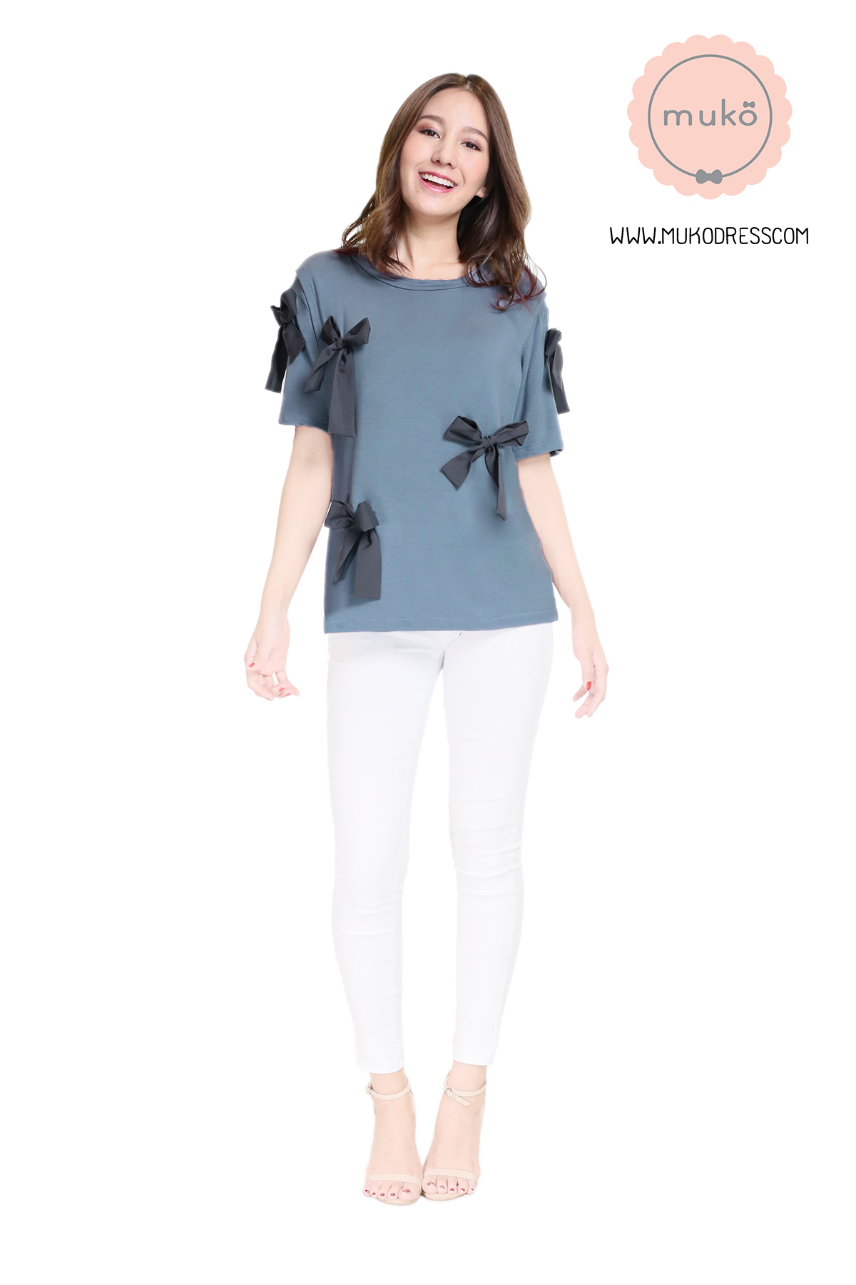 Muko Cher เสื้อเปิดให้นม TC26-007 สีคราม
