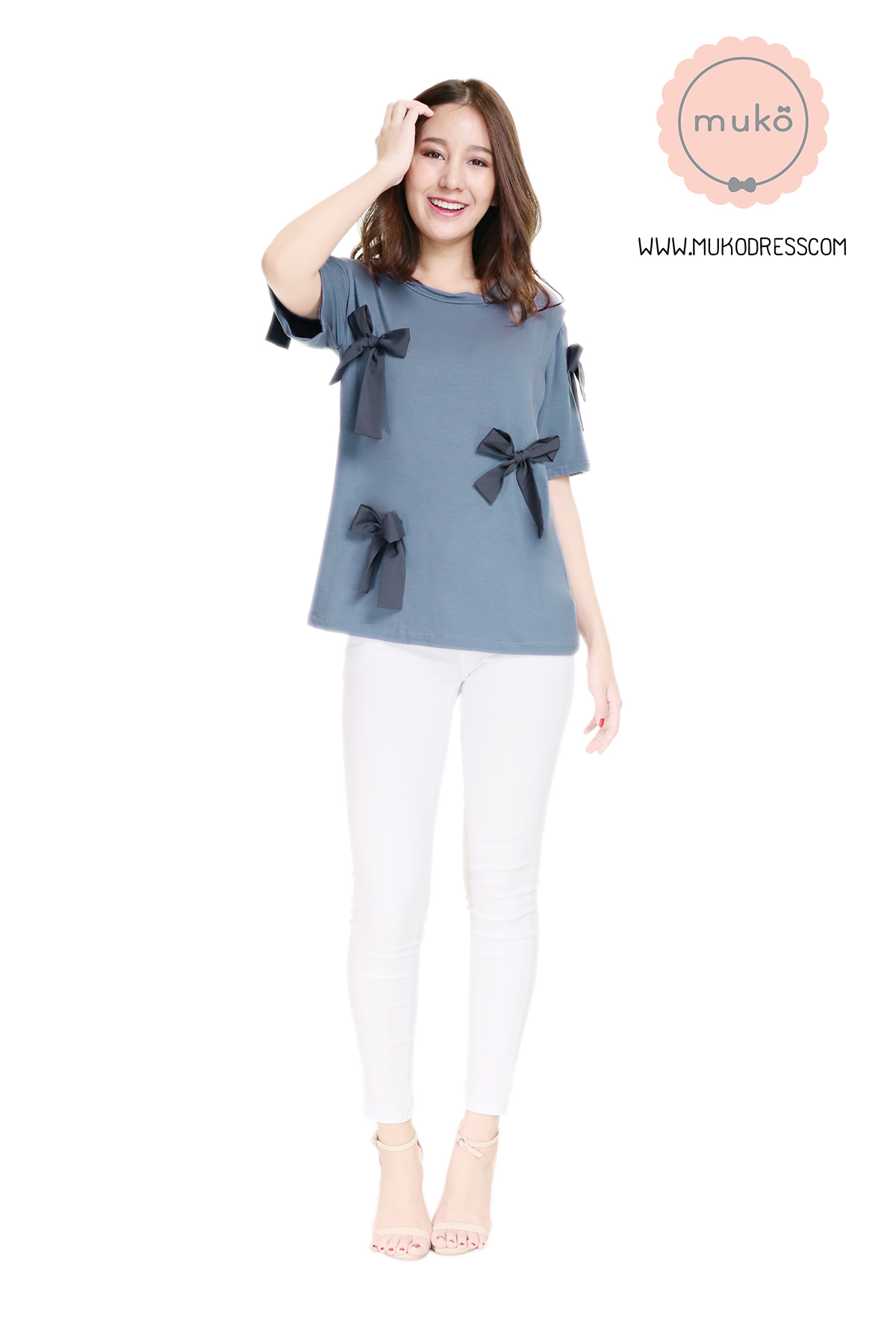 Muko Cher เสื้อเปิดให้นม TC26-007 สีคราม