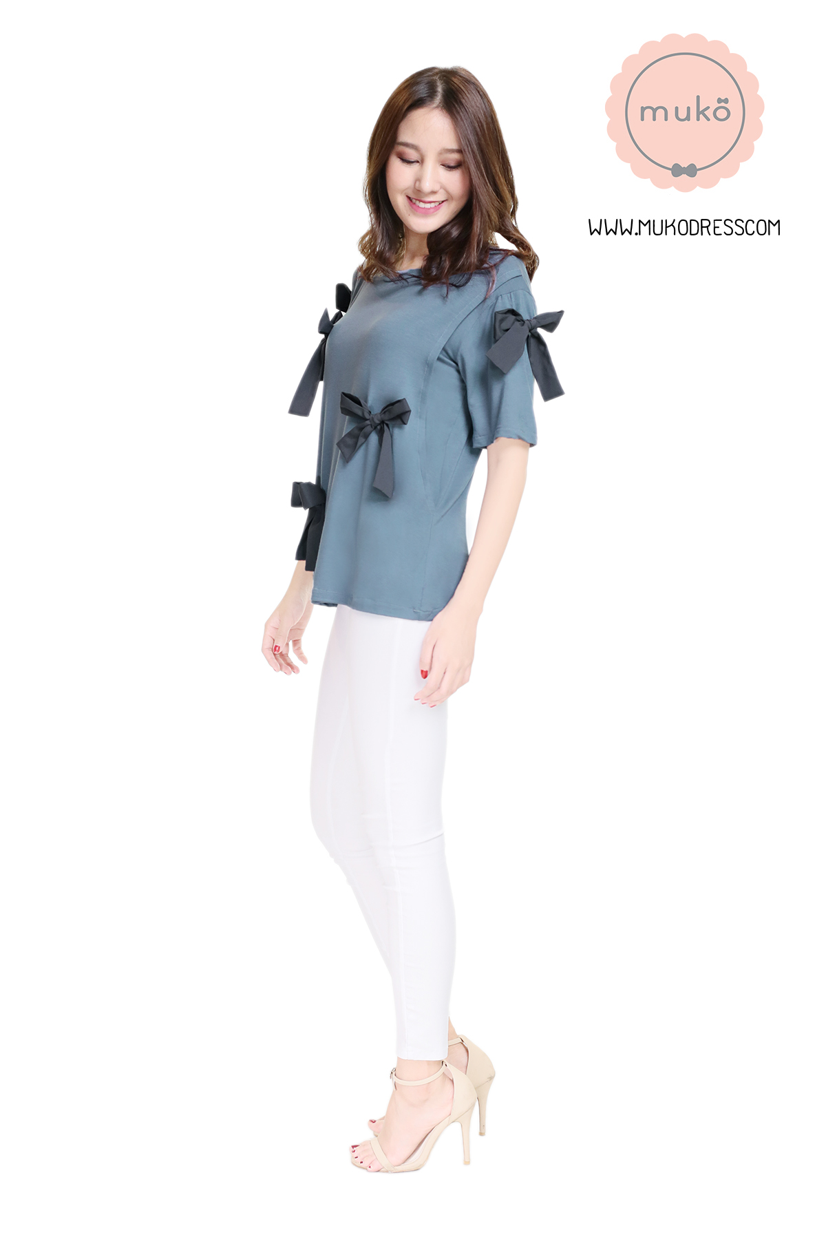 Muko Cher เสื้อเปิดให้นม TC26-007 สีคราม