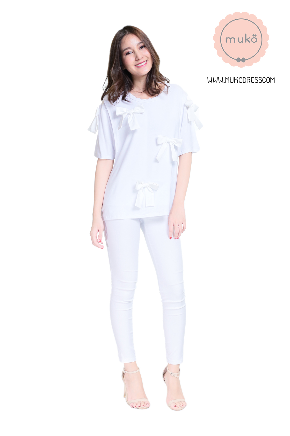 Muko Cher เสื้อเปิดให้นม TC26-008 สีขาว