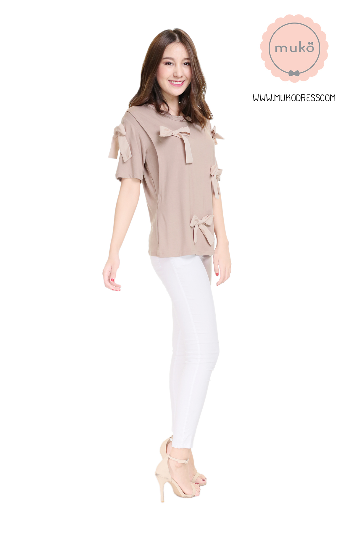 Muko Cher เสื้อเปิดให้นม TC26-010 สีลาเต้