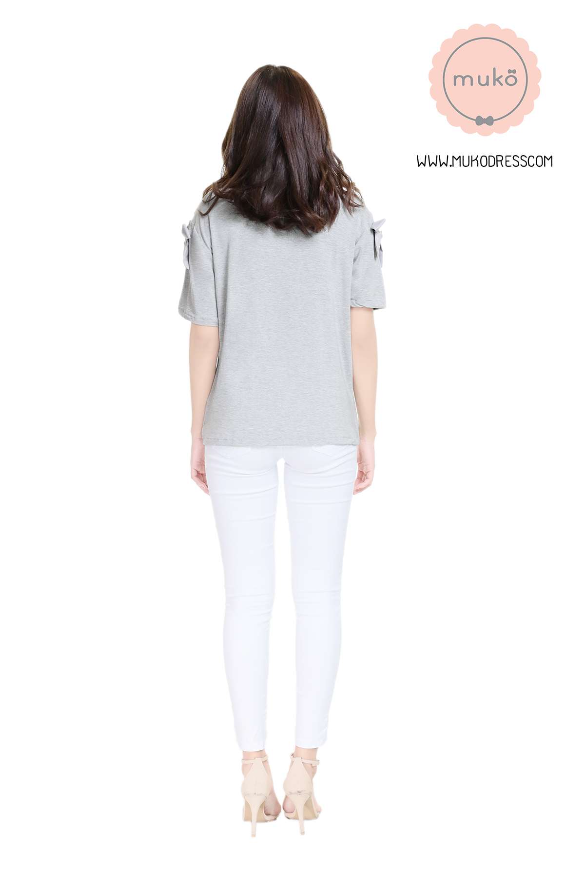 Muko Cher เสื้อเปิดให้นม TC26-012 สีเทาอ่อน