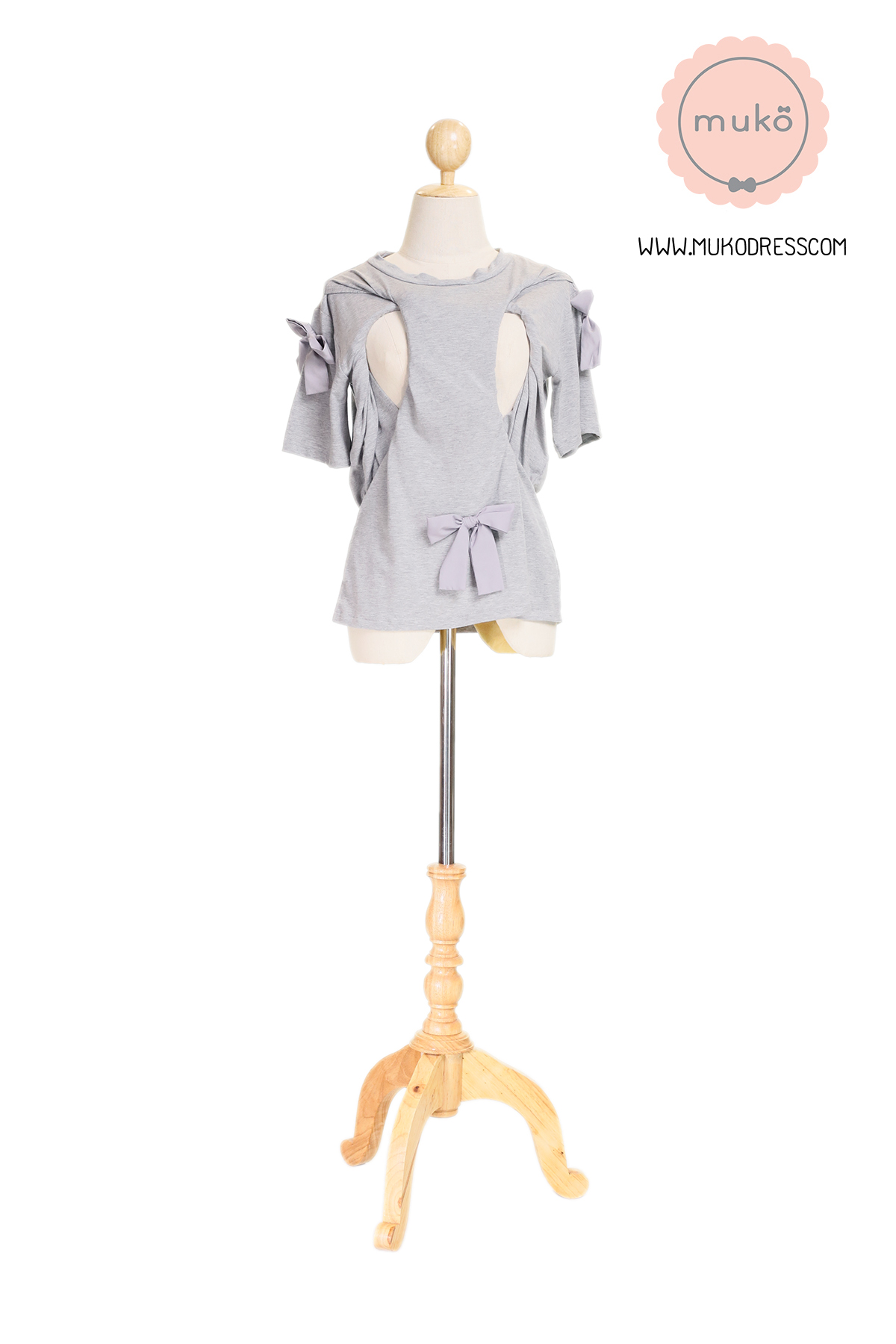 Muko Cher เสื้อเปิดให้นม TC26-012 สีเทาอ่อน