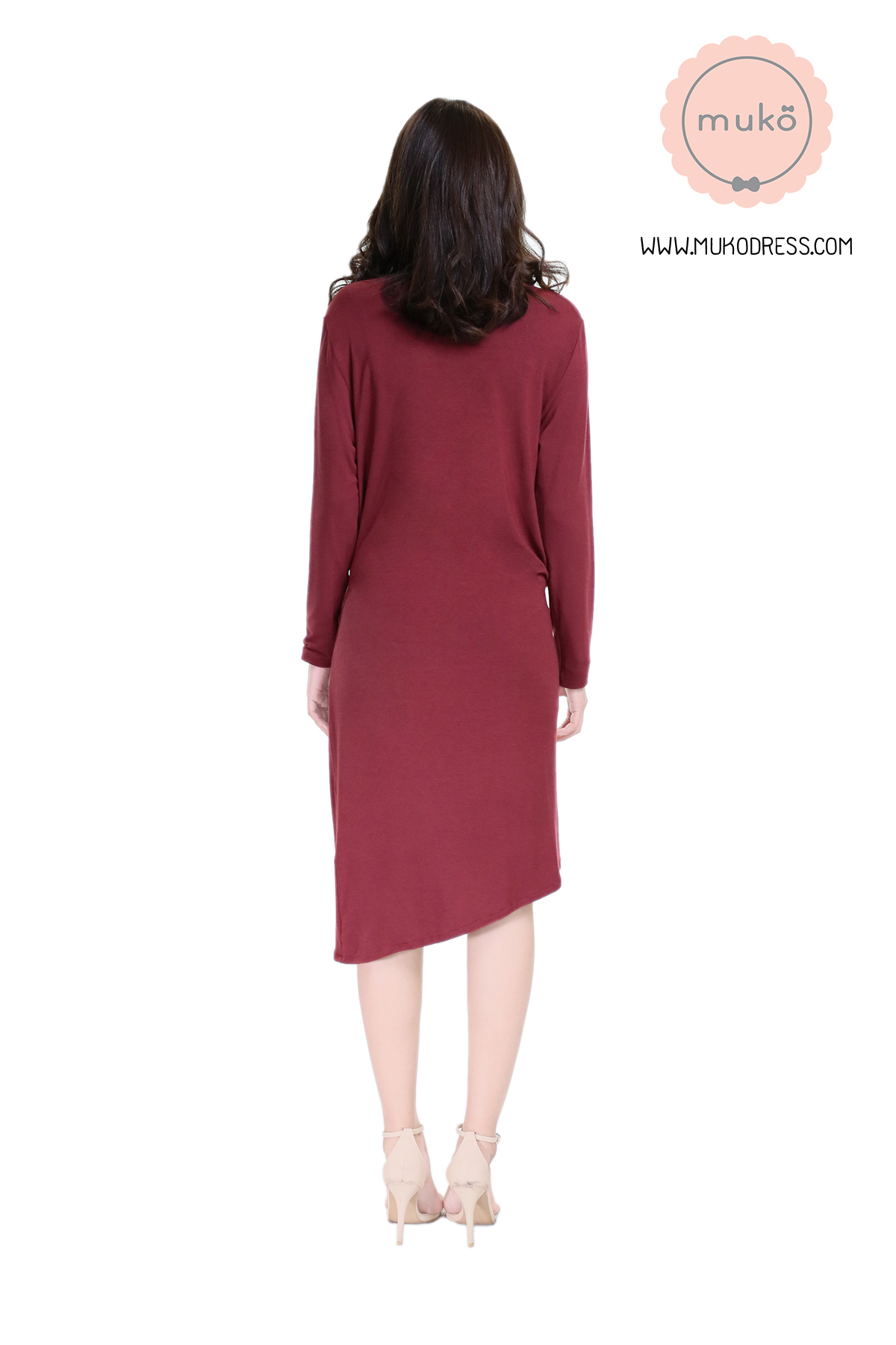 Muko Helen เดรสให้นม คลุมท้อง DR29-013 แดงเลือดหมู