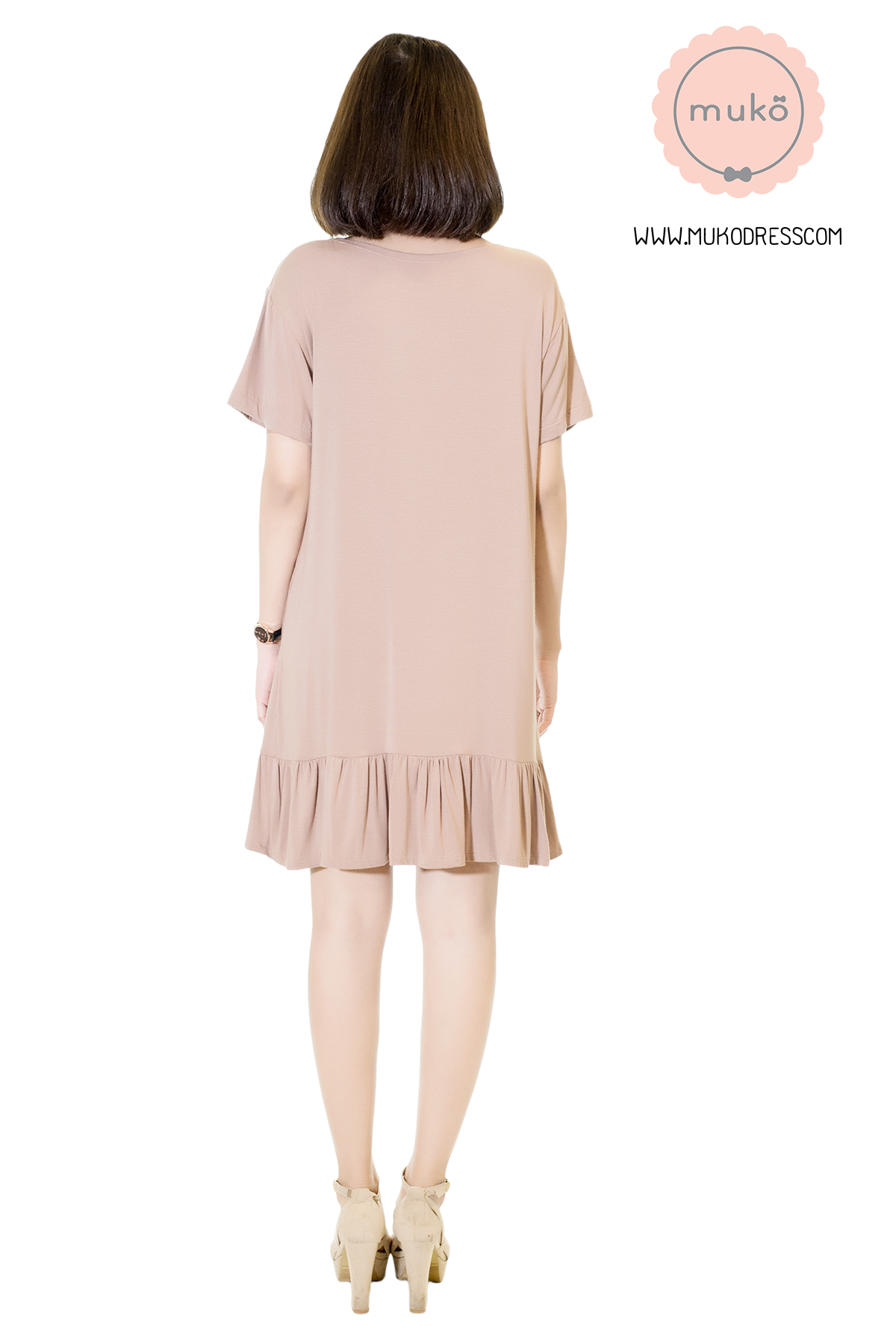 Muko Haru เดรสให้นม คลุมท้อง DR13-009M สีลาเต้
