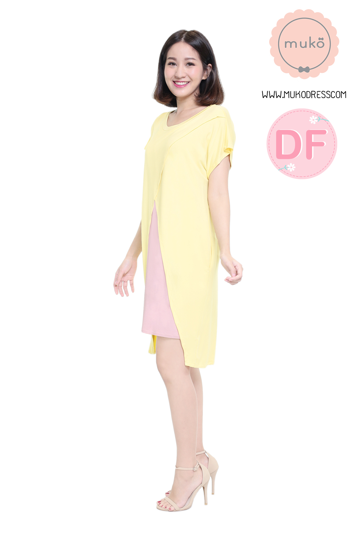 Muko ButterCup เดรสให้นม คลุมท้อง DR16-027DF เหลือง-นู๊ด Muko ButterCup เดรสให้นม คลุมท้อง DR16-027DF เหลือง-นู๊ด