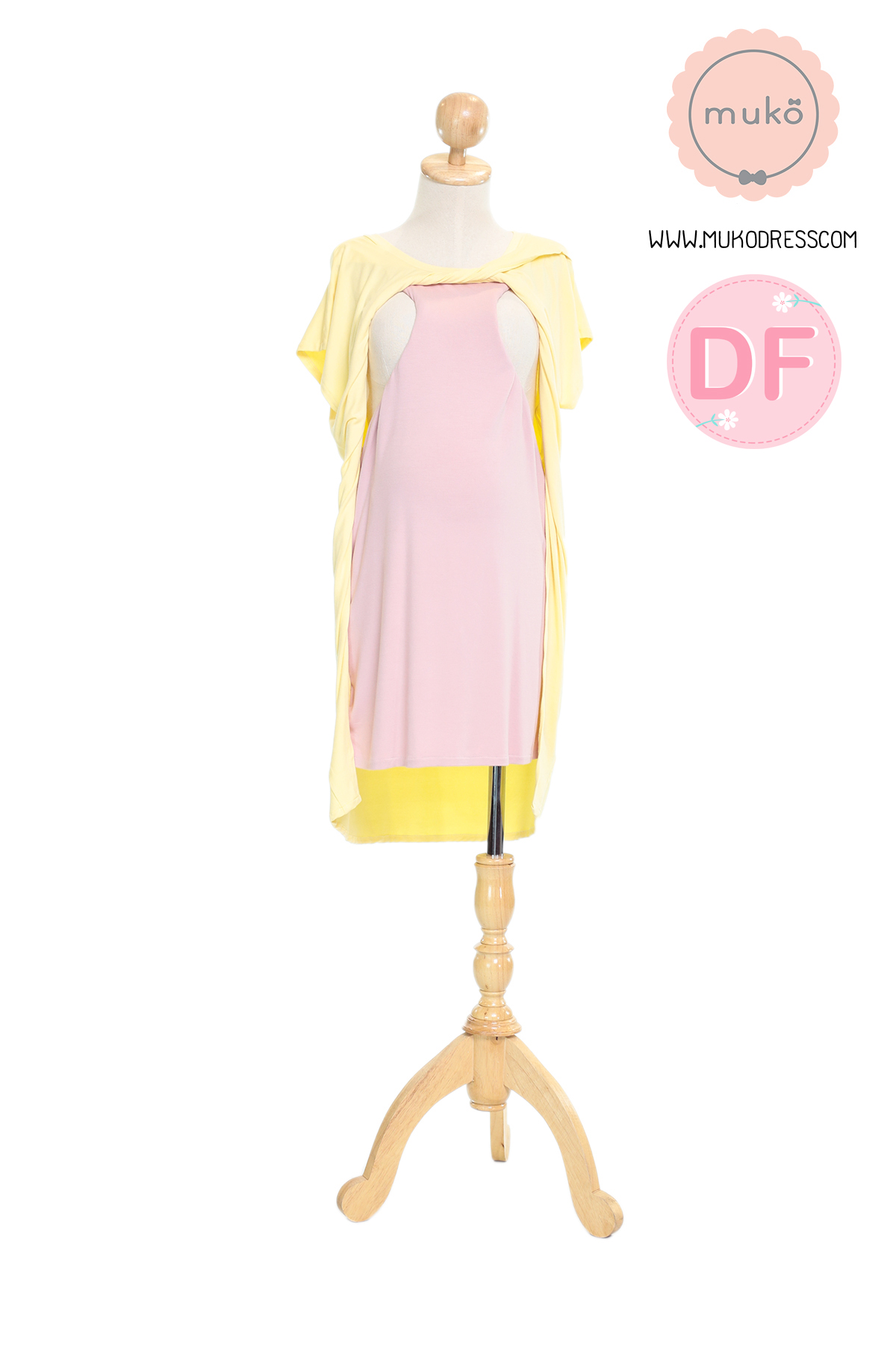 Muko ButterCup เดรสให้นม คลุมท้อง DR16-027DF เหลือง-นู๊ด Muko ButterCup เดรสให้นม คลุมท้อง DR16-027DF เหลือง-นู๊ด
