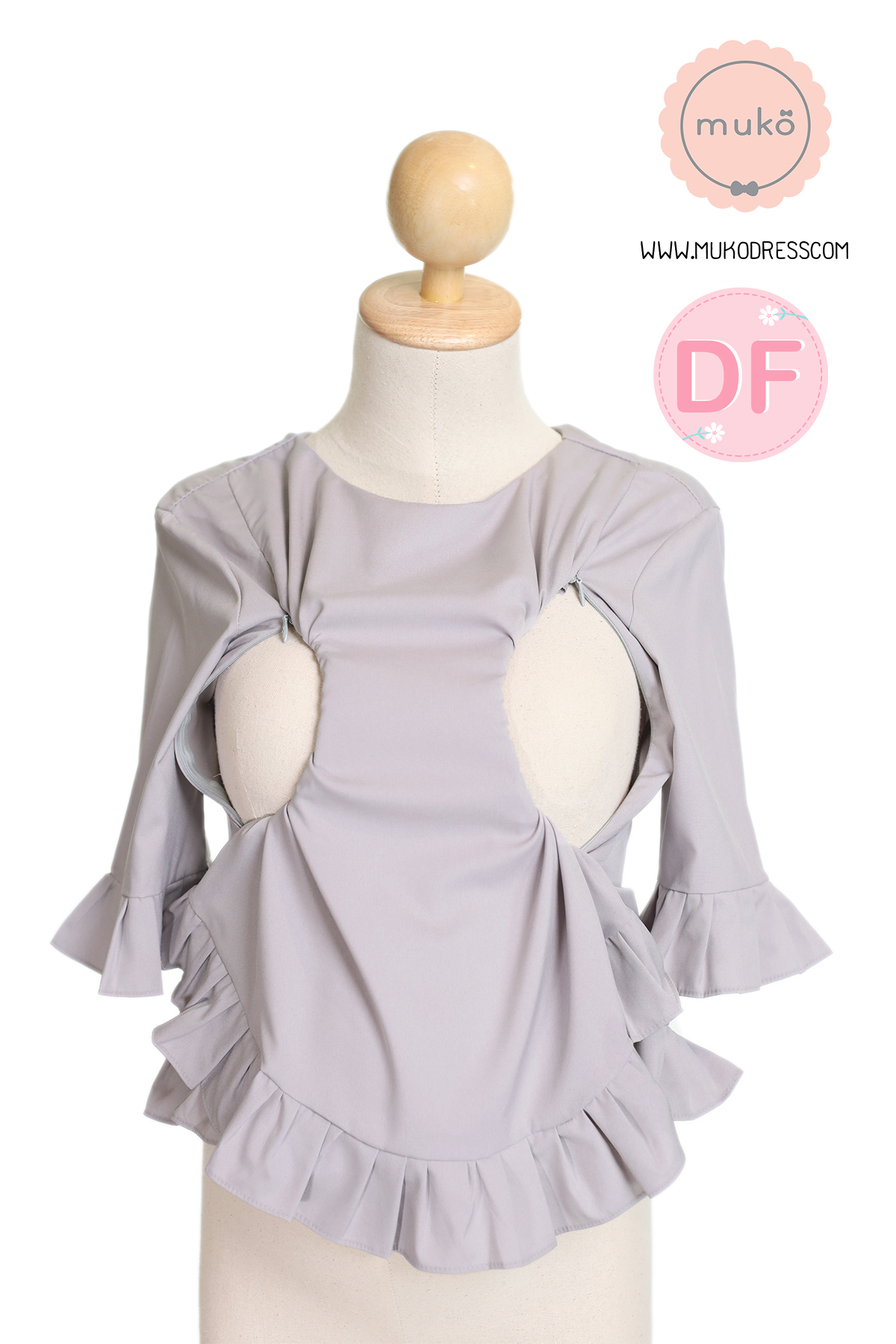 Muko Queens เสื้อให้นม คลุมท้อง BSL09-005DF สีเทาอ่อน Muko Queens เสื้อให้นม คลุมท้อง BSL09-005DF สีเทาอ่อน