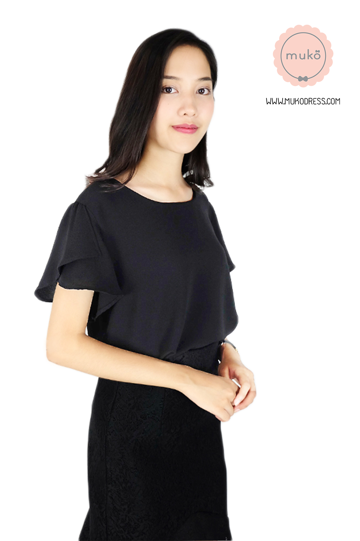 Muko BeHers เสื้อเปิดให้นม BSL16-017 เสื้อแขนสั้นหยดน้ำหลัง