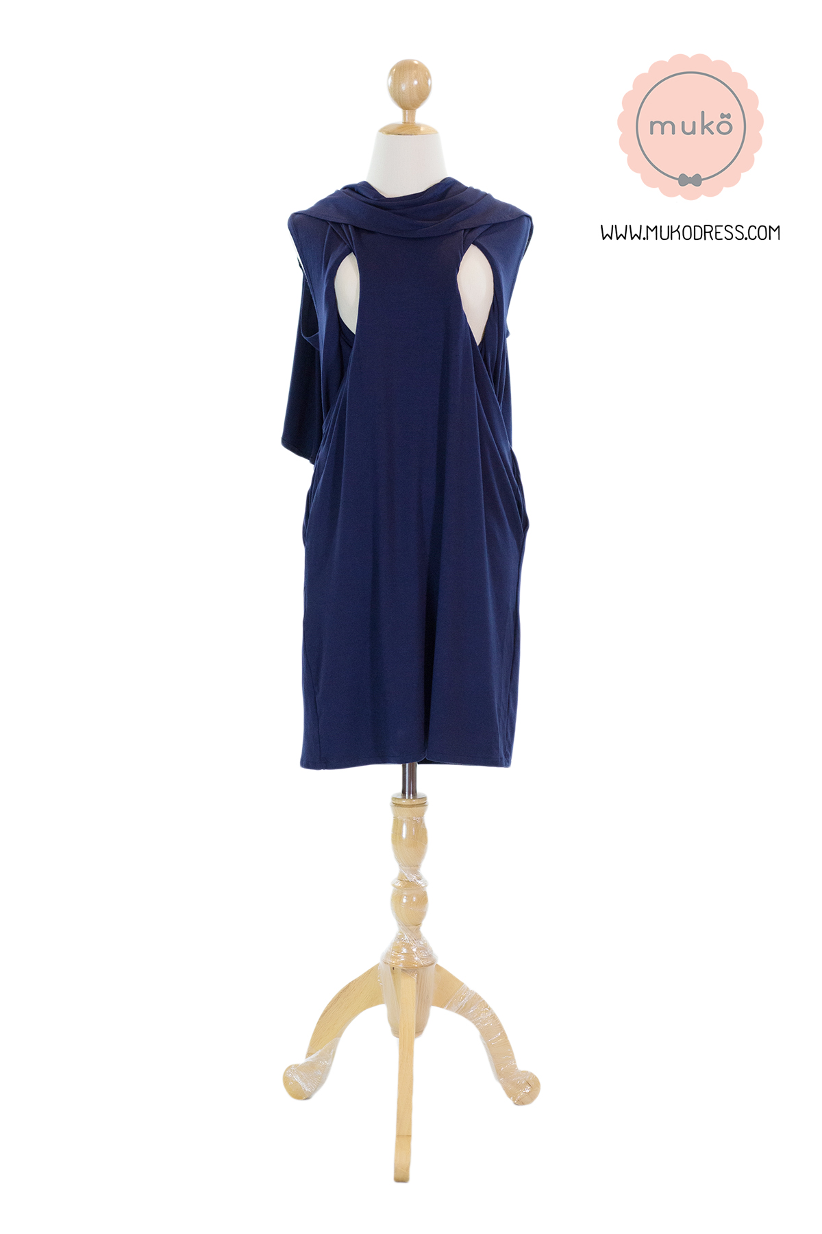 Muko Cindy เดรสเปิดให้นม คลุมท้อง DR17-002 สีกรม