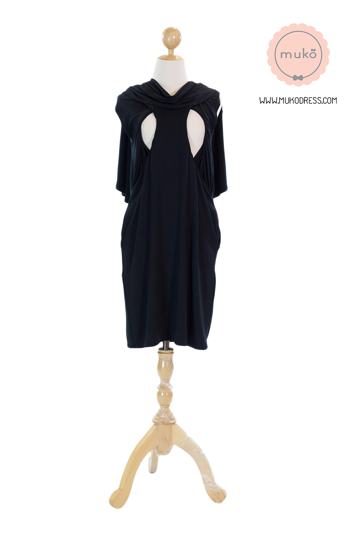 Muko Cindy เดรสเปิดให้นม คลุมท้อง DR17-004 สีดำ