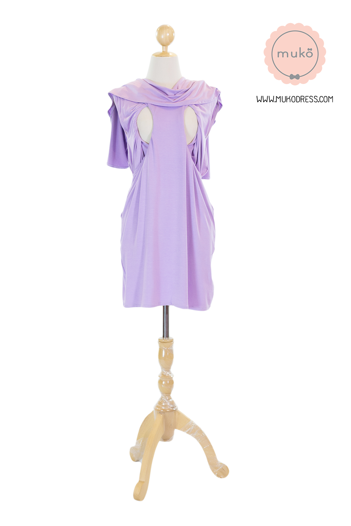 Muko Cindy เดรสเปิดให้นม คลุมท้อง DR17-008 สีม่วงอ่อน
